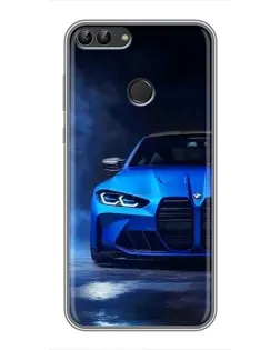 Чохол для Huawei P Smart (Enjoy 7s, FIG-LA1) з картинкою «Блакитна BMW M4»