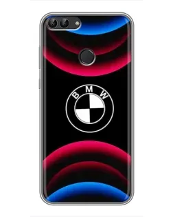 Чохол для Huawei P Smart (Enjoy 7s, FIG-LA1) з картинкою «Логотип BMW та неонові дуги»