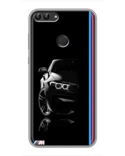 Чохол для Huawei P Smart (Enjoy 7s, FIG-LA1) з картинкою «Силует BMW в темряві»
