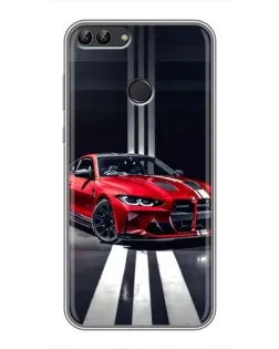 Чохол для Huawei P Smart (Enjoy 7s, FIG-LA1) з картинкою «Червона BMW на дорозі»