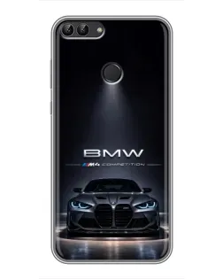 Чохол для Huawei P Smart (Enjoy 7s, FIG-LA1) з картинкою «BMW крізь нічне місто»