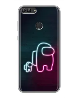 Чехол для Huawei P Smart (Enjoy 7s, FIG-LA1) с картинкой «Among Us неон-арт»