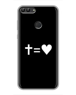 Чехол для Huawei P Smart (Enjoy 7s, FIG-LA1) с картинкой «Крест и Сердце»