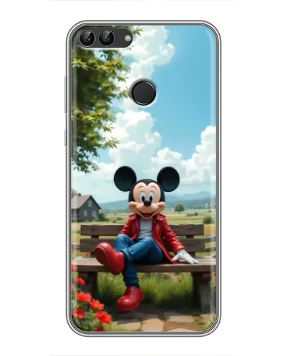 Чехол для Huawei P Smart (Enjoy 7s, FIG-LA1) с картинкой «Микки на скамейке»