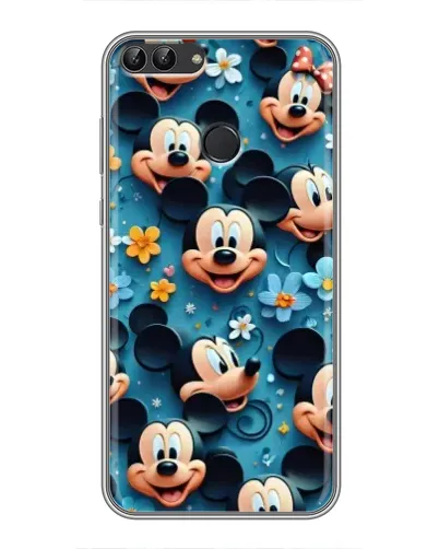 Чехол для Huawei P Smart (Enjoy 7s, FIG-LA1) с картинкой «Паттерн Микки и Минни»