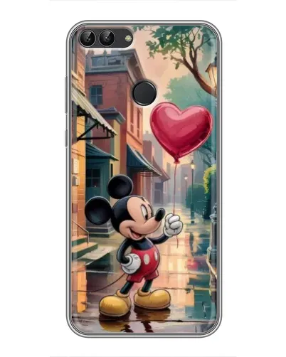 Чехол для Huawei P Smart (Enjoy 7s, FIG-LA1) с картинкой «Микки и шарик-сердце»