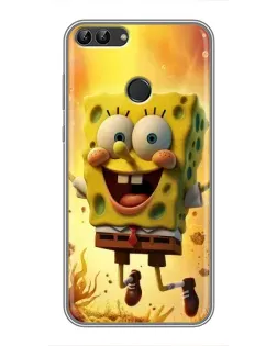 Чехол для Huawei P Smart (Enjoy 7s, FIG-LA1) с картинкой «Губка Боб прыгает»