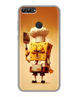 Чехол для Huawei P Smart (Enjoy 7s, FIG-LA1) с картинкой «Губка Боб повар»
