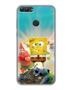Чехол для Huawei P Smart (Enjoy 7s, FIG-LA1) с картинкой «Спанч Боб победитель»
