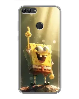Чехол для Huawei P Smart (Enjoy 7s, FIG-LA1) с картинкой «Сияющий Спанч Боб»