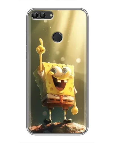 Чехол для Huawei P Smart (Enjoy 7s, FIG-LA1) с картинкой «Сияющий Спанч Боб»