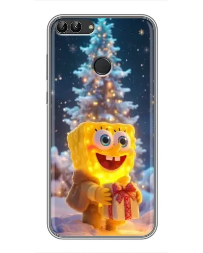 Чехол для Huawei P Smart (Enjoy 7s, FIG-LA1) с картинкой «Рождественский Спанч Боб»