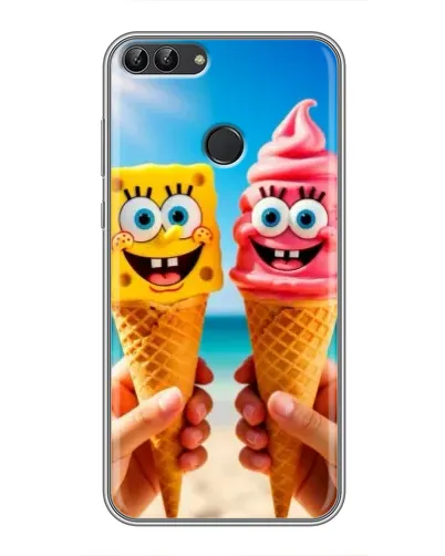 Чехол для Huawei P Smart (Enjoy 7s, FIG-LA1) с картинкой «Спанч Боб мороженое»