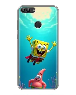 Чехол для Huawei P Smart (Enjoy 7s, FIG-LA1) с картинкой «Спанч Боб под водой»