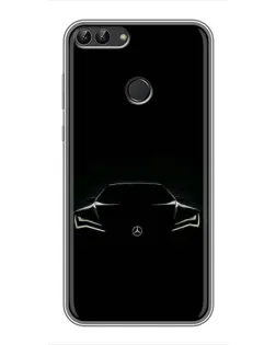 Чехол для Huawei P Smart (Enjoy 7s, FIG-LA1) с картинкой «Mercedes — силуэт авто»