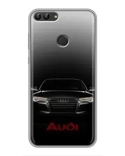 Чехол для Huawei P Smart (Enjoy 7s, FIG-LA1) с картинкой «Audi — градиентный контур»
