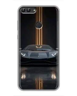 Чохол для Huawei P Smart (Enjoy 7s, FIG-LA1) з картинкою «Lamborghini золоті лінії»