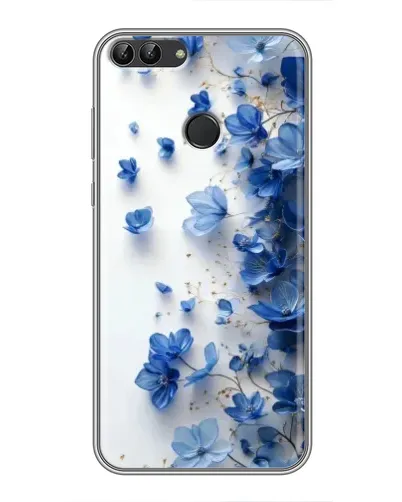 Чехол для Huawei P Smart (Enjoy 7s, FIG-LA1) с картинкой «Голубой цветочный каскад»