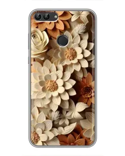 Чохол для Huawei P Smart (Enjoy 7s, FIG-LA1) з картинкою «Бежевий флористичний декор»