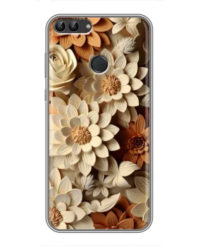Чехол для Huawei P Smart (Enjoy 7s, FIG-LA1) с картинкой «Бежевый флористический декор»