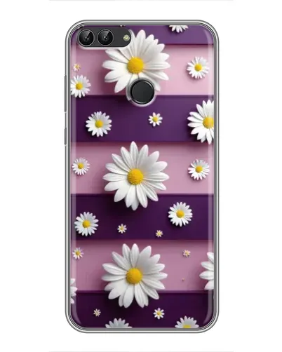 Чехол для Huawei P Smart (Enjoy 7s, FIG-LA1) с картинкой «Ромашки на фиолетовом»