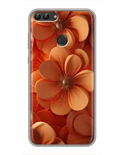 Чохол для Huawei P Smart (Enjoy 7s, FIG-LA1) з картинкою «Помаранчева макро квітка»
