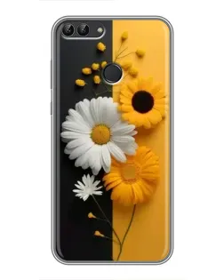 Чохол для Huawei P Smart (Enjoy 7s, FIG-LA1) з картинкою «Соняшник та ромашка»