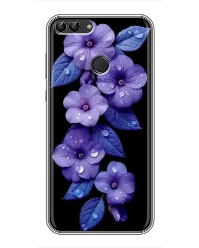Чехол для Huawei P Smart (Enjoy 7s, FIG-LA1) с картинкой «Фиолетовые цветы с росою»