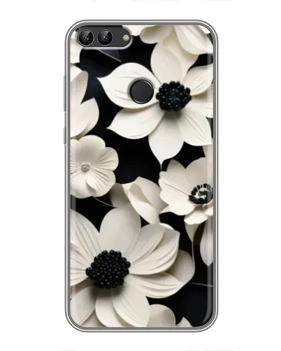 Чехол для Huawei P Smart (Enjoy 7s, FIG-LA1) с картинкой «Объемные белые цветы»