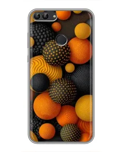 Чехол для Huawei P Smart (Enjoy 7s, FIG-LA1) с картинкой «Объемные оранжевые сферы»