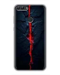 Чехол для Huawei P Smart (Enjoy 7s, FIG-LA1) с картинкой «Kрасная лавовая трещина»