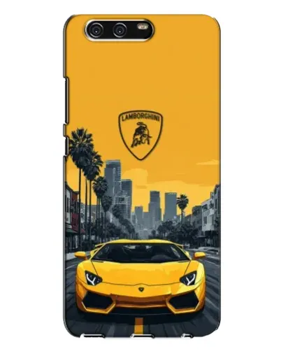 Чохол для Huawei P10 Plus (VKY) з картинкою «Жовтий Lamborghini місто»