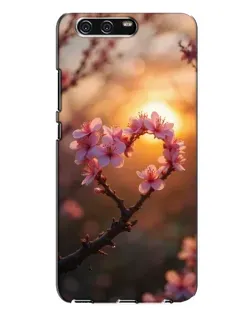 Чехол для Huawei P10 Plus (VKY) с картинкой «Розовый цвет сердце на фоне заката»