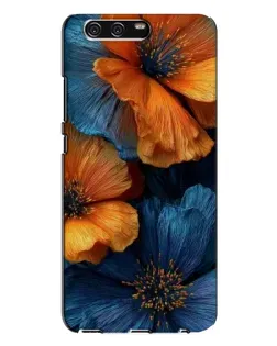 Чехол для Huawei P10 Plus (VKY) с картинкой «Яркая сине-оранжевая флора»
