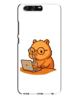 Чехол для Huawei P10 Plus (VKY) с картинкой «Капибара с ноутбуком»