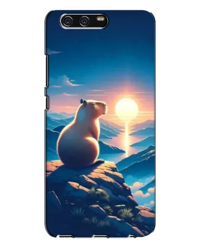 Чехол для Huawei P10 Plus (VKY) с картинкой «Закат солнца с капибарой»