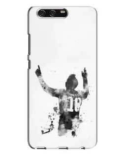 Чехол для Huawei P10 Plus (VKY) с картинкой «Черно-белый силуэт Месси»