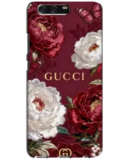 Чехол для Huawei P10 (VTR) с картинкой «Gucci — бордовые розы»