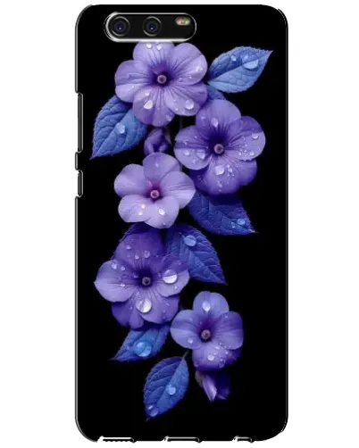 Чехол для Huawei P10 (VTR) с картинкой «Фиолетовые цветы с росою»