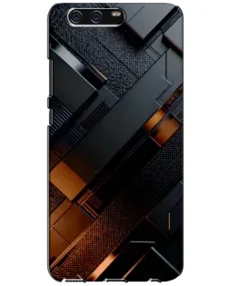 Чохол для Huawei P10 (VTR) з картинкою «Чорні геометричні блоки»