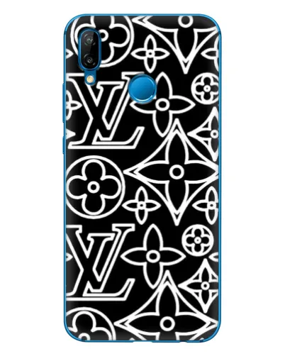 Чехол для Huawei P20 Lite (2019) с картинкой «Черно-белый узор LV»