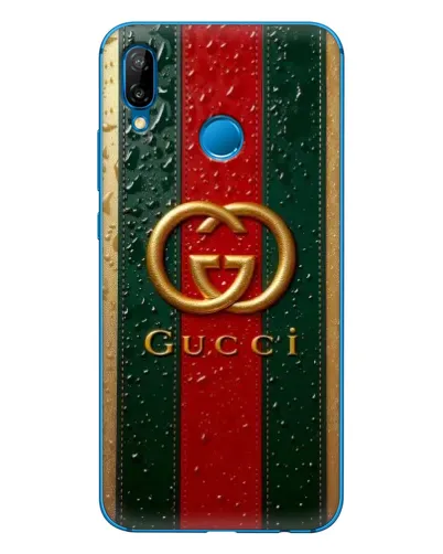Чехол для Huawei P20 Lite (2019) с картинкой «Gucci — фирменная полоса и золото» Чехол для Huawei P20 Lite (2019) с картинкой «Gucci — фирменная полоса и золото»