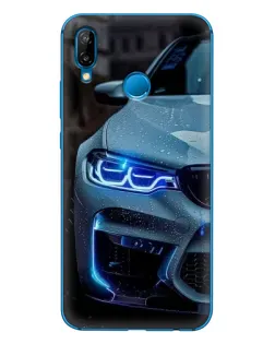 Чехол для Huawei P20 Lite (2019) с картинкой «Взгляд BMW с синими фарами»