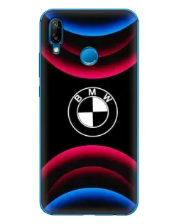 Чехол для Huawei P20 Lite (2019) с картинкой «Логотип BMW и неоновые дуги»