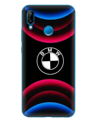 Чехол для Huawei P20 Lite (2019) с картинкой «Логотип BMW и неоновые дуги»