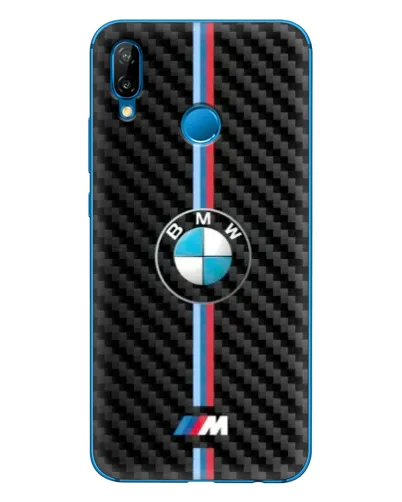 Чехол для Huawei P20 Lite (2019) с картинкой «Эмблема BMW и карбон»