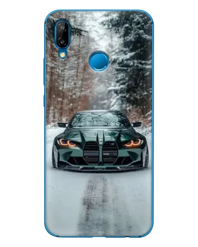 Чехол для Huawei P20 Lite (2019) с картинкой «BMW в зимнем лесу»