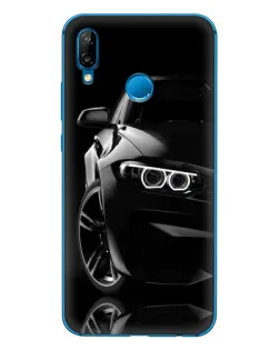 Чехол для Huawei P20 Lite (2019) с картинкой «Черная BMW — профиль»
