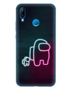 Чехол для Huawei P20 Lite (2019) с картинкой «Among Us неон-арт»