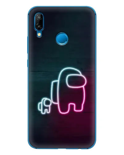 Чехол для Huawei P20 Lite (2019) с картинкой «Among Us неон-арт»